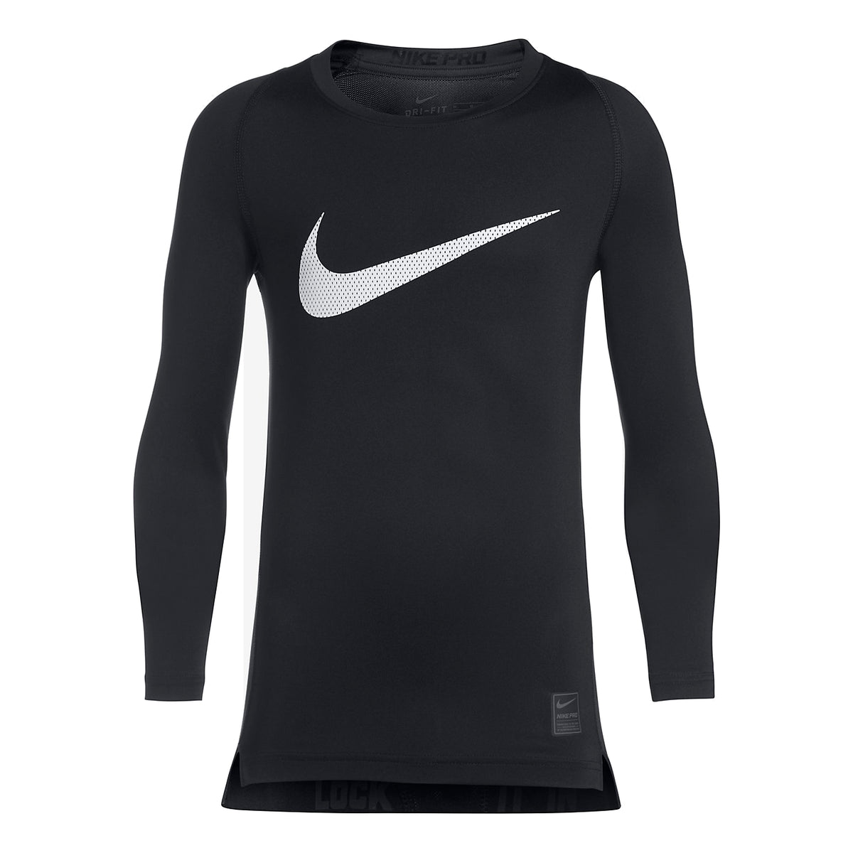 Nike Front Swoosh Long Sleeves Tee 'Black White' 726460-010 - KICKS CREW