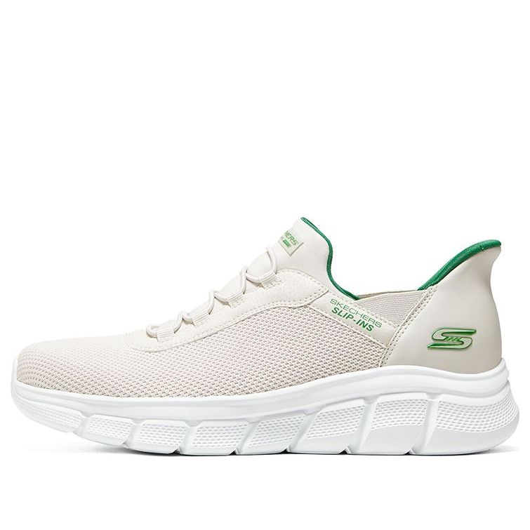 Skechers Bob's Slip-Ins 'White Green' 118302-NAT