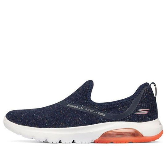 (WMNS) Skechers Go Walk Air Slip-on Shoes Blue/White/Orange 16097-NVCL