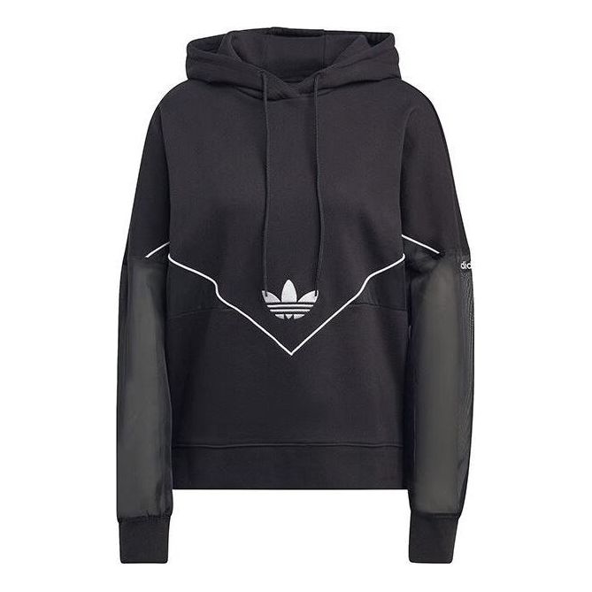 (WMNS) adidas Original ADICOLOR Hooded Top 'Black' IC5380 - KICKS CREW