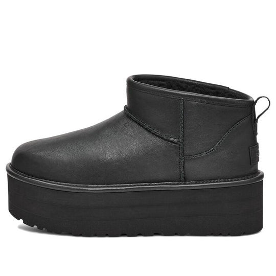 (WMNS) (Wmns) UGG Classic Ultra Mini Platform Boot 'Black Leather'  1141510-BLLE