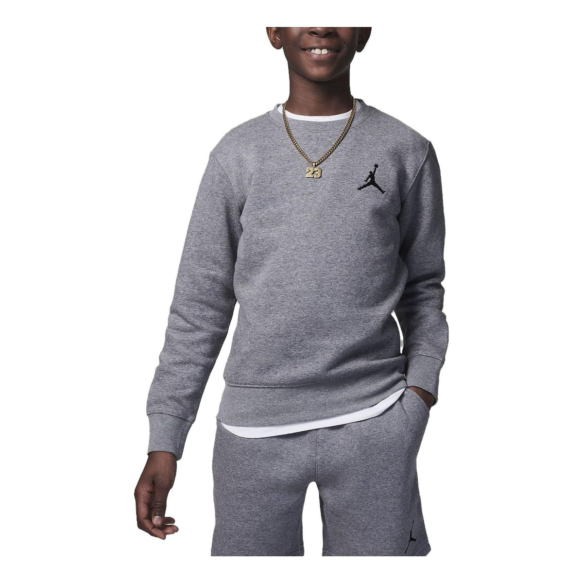 (PS) Air Jordan MJ Essentials Crew 'Carbon Heather' 95C577-GEH - KICKS CREW