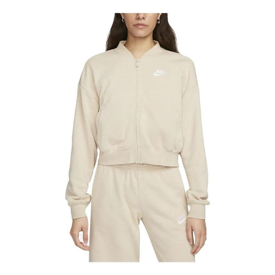 (WMNS) Nike Sportswear Oversized Cropped Full-Zip Jacket 'Beige' FB727 ...