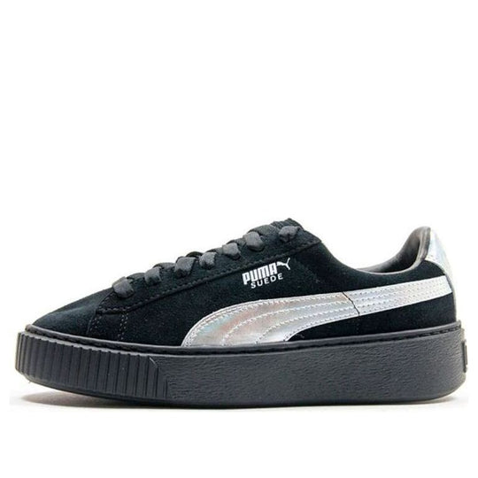 (WMNS) PUMA Suede Platform 'Black/Silver' 363649-01 - KICKS CREW