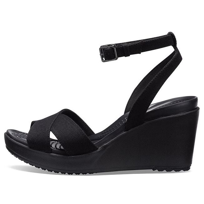 (WMNS) Crocs Leigh II Cross Strap Ankle Wedge Sandals 'Black' 204950-0 ...