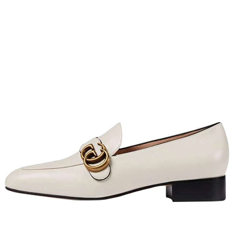 (WMNS) Gucci Double G Leather Loafers 'White' 602496-C9D00-9022