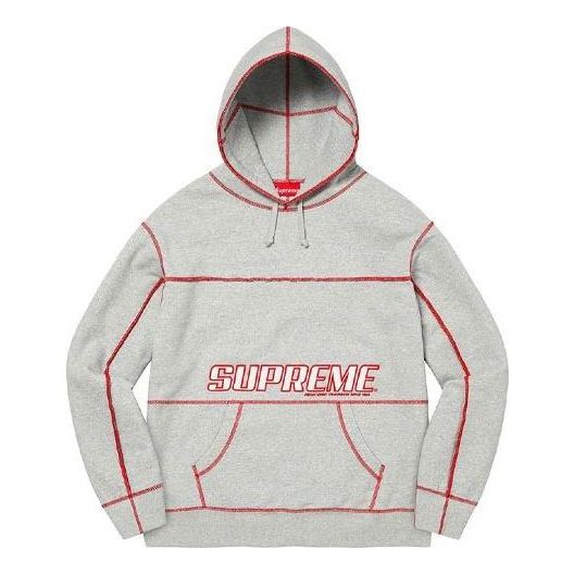 Supreme Coverstitch Hooded Sweatshirt 'Grey Red' SUP-SS22-638