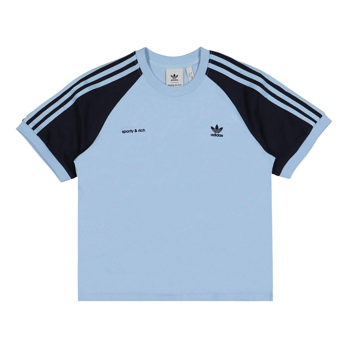 (WMNS) adidas Originals x Sporty & Rich T-Shirt 'Light Blue Navy' IN52