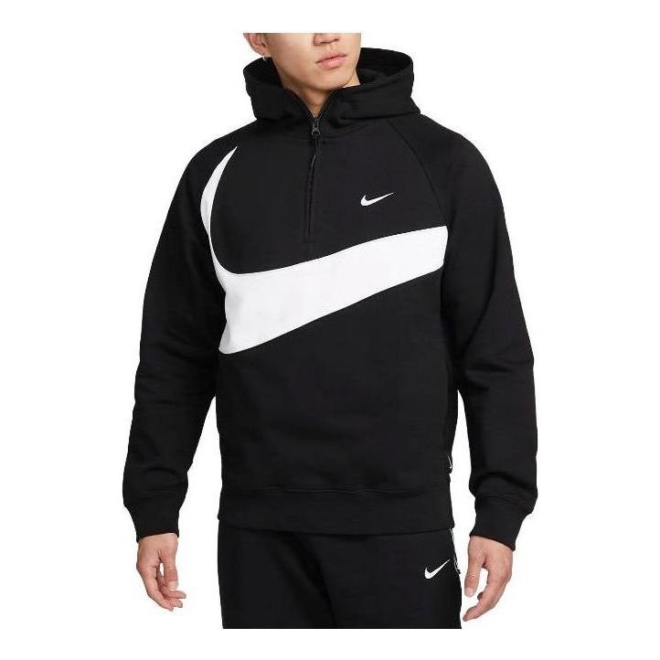 Nike Sportswear Big Swoosh Half Zip Hoodie (Asia Sizing) 'Black White ...