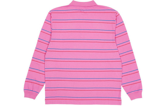 PALACE Stripe Loose Long Sleeves Polo Shirt Unisex Pink P20ES103