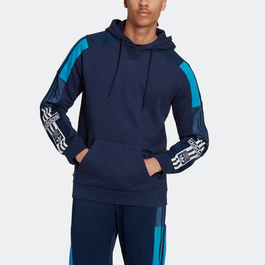 Men's adidas originals Re-process Hdie Sleeve Side Classic Drawstring Hooded Long Sleeves Blue HK7478