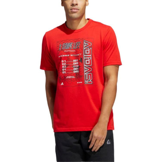 Men's adidas Logo Alphabet Printing Round Neck Pullover Short Sleeve Japanese Version Red T-Shirt HE4829