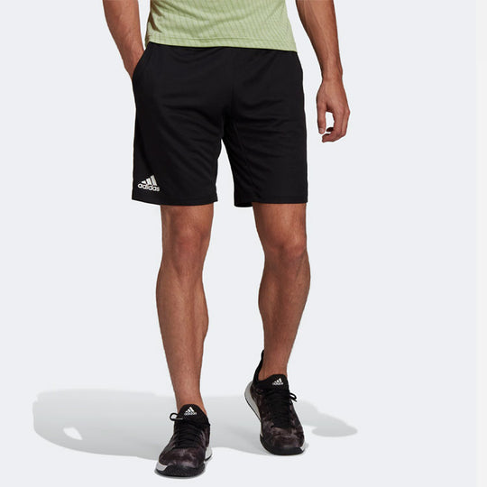 Men's adidas AceClub Series Solid Color Logo Printing Casual Sports Shorts Black HB1846