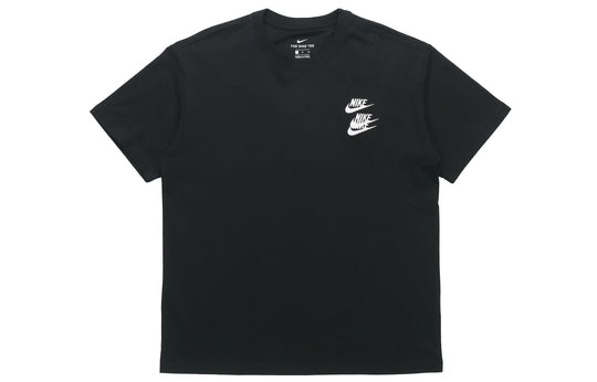 Nike Sportswear Around the world Subject Embroidered Logo ribbed Round Neck Short Sleeve Black DR1210-010