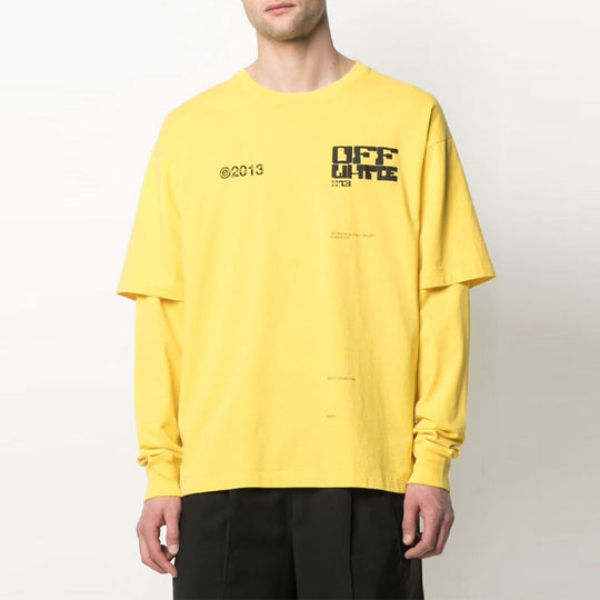 OFF-WHITE Casual Alphabet Printing Long Sleeves Version Yellow OMAB022S21JER0051910 T-shirts - KICKSCREW