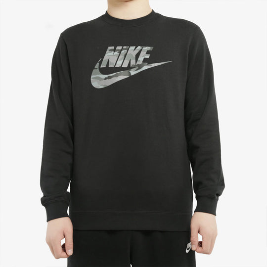 Nike camouflage front logo long sleeves sweatshirt 'Black' CU4526-010 ...