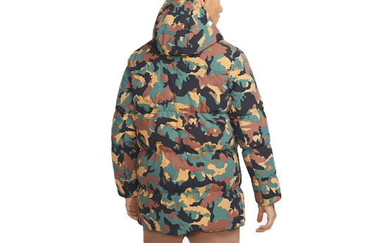 Air Jordan Casual Stay Warm Printing hooded down Jacket Camouflage Green  DC9680-333