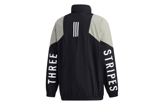 adidas Colorblock Alphabet Printing Casual Jacket Black GE0386