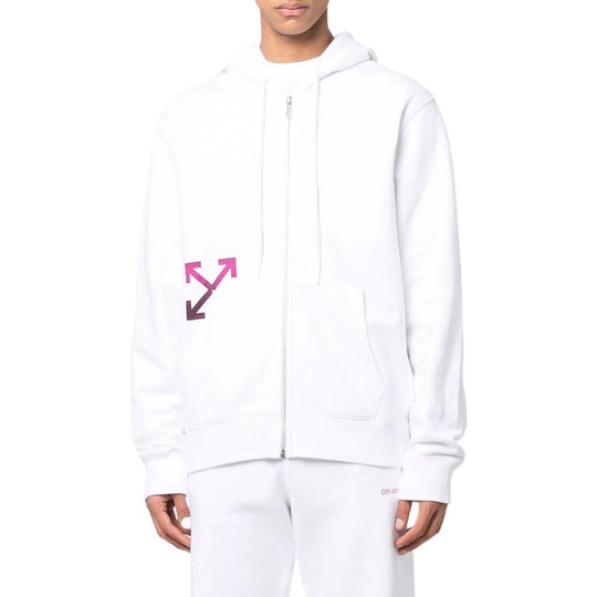 Men's Off-White FW22 Back Logo Printing Long Sleeves Jacket Loose Fit White OMBE013S22FLE0060132