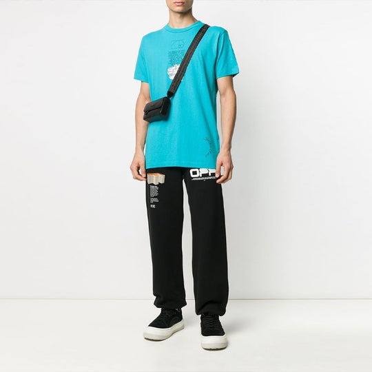 Off-White Alphabet Printing Short Sleeve Blue OMAA027R201850053901 ...