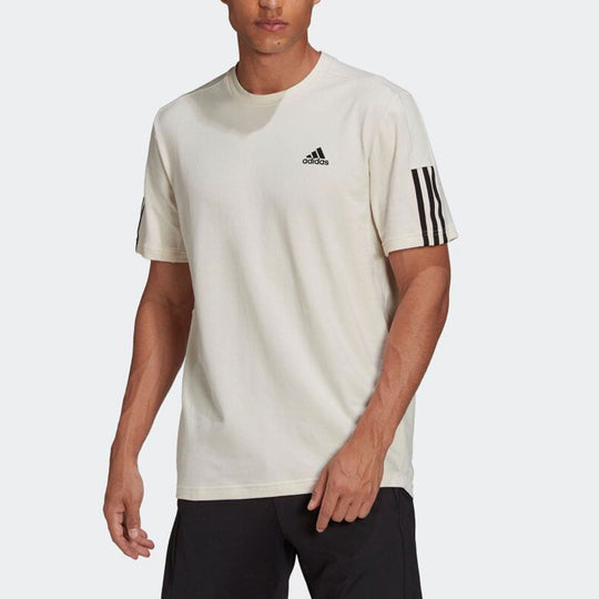 adidas Logo Printing Solid Color Stripe Casual Short Sleeve White HD43 ...