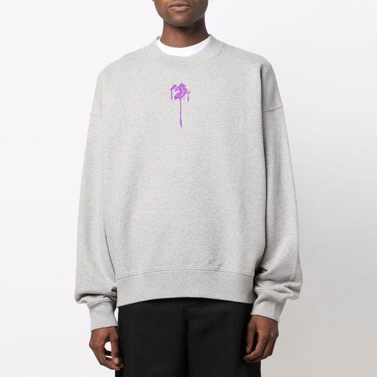 Men's OFF-WHITE FW21 Paint Splash Effect Pullover Loose Fit Gray Hoodie OMBA054F21FLE0120837 Hoodie - KICKSCREW