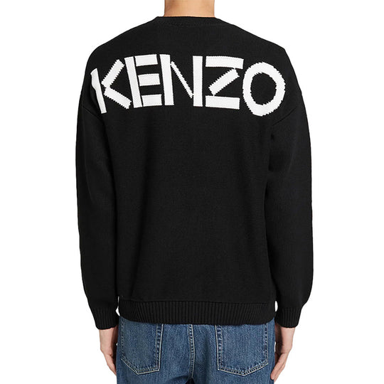 Men's KENZO Solid Color Round Neck Long Sleeves Pullover Black F965PU2 ...