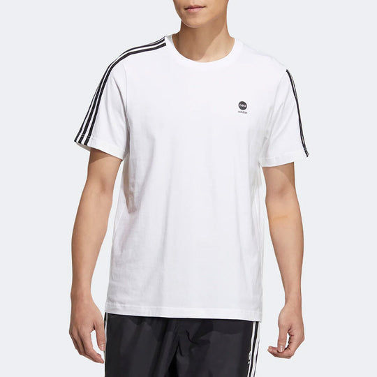 adidas neo Logo Printing Round Neck Sports Short Sleeve White T-Shirt ...