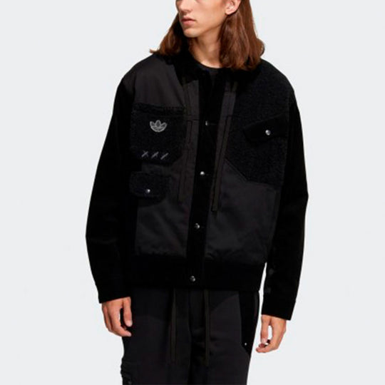 adidas originals x melting sadness Crossover Series logo Casual Splicing Sports Jacket Black HC0347