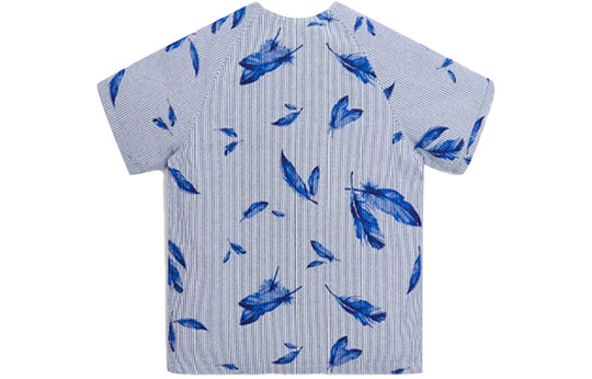 KITH Howard Seersucker Shirt Printing Short Sleeve Unisex Blue