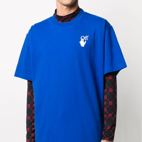 OFF-WHITE Double Arrow Applique Tee Men's Blue OMAA038F20FAB0084501 T-shirts - KICKSCREW