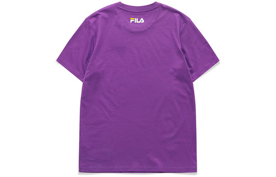 FILA FUSION Tiger Head Pattern Casual Round Neck Short Sleeve T-shirt Purple T11M112101F-PU T-shirts - KICKSCREW