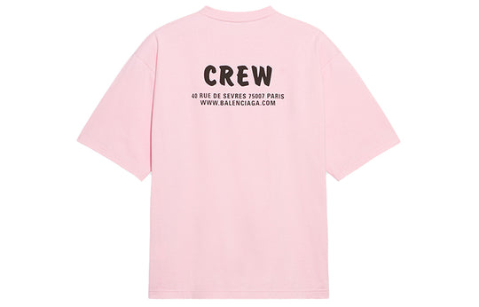 Balenciaga Crew Logo Printing Short Sleeve Pink/Red