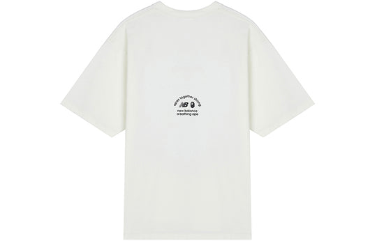 New Balance x Bape Crossover Logo Printing Round Neck Short Sleeve White  BATE2000-IVX