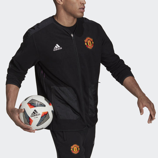 adidas Black Manchester United Teamgeist Raglan Men's Full-Zip Jacket  H64069 Red