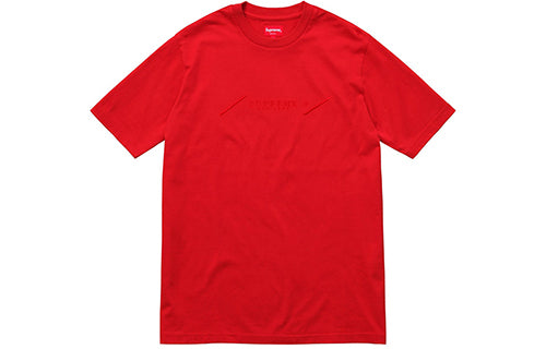 Supreme SS18 Tonal Embroidery Top Red Solid Color Embroidered