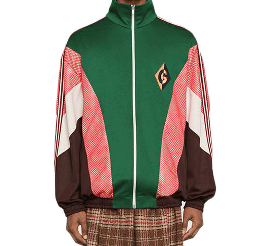 GUCCI Patchwork Sportswear Jacket For Men Green Brown White 587372-XJBOJ-3103 Jacket - KICKSCREW