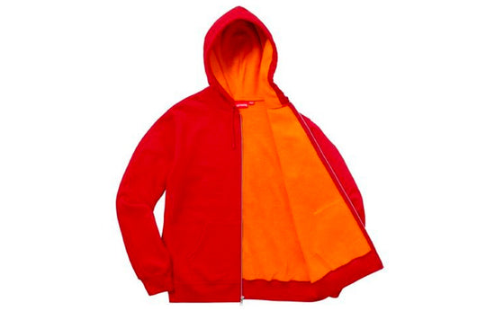 Supreme SS18 Contrast Zip Up Hooded Sweatshirt Red SUP-SS18-742