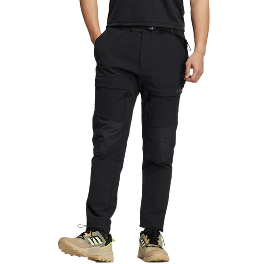 Men's adidas Solid Color Pocket Straight Sports Pants/Trousers/Joggers Black HE5197