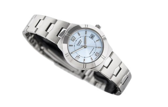 Casio Plateado y Celeste de Mujer LTP-1241D-2A