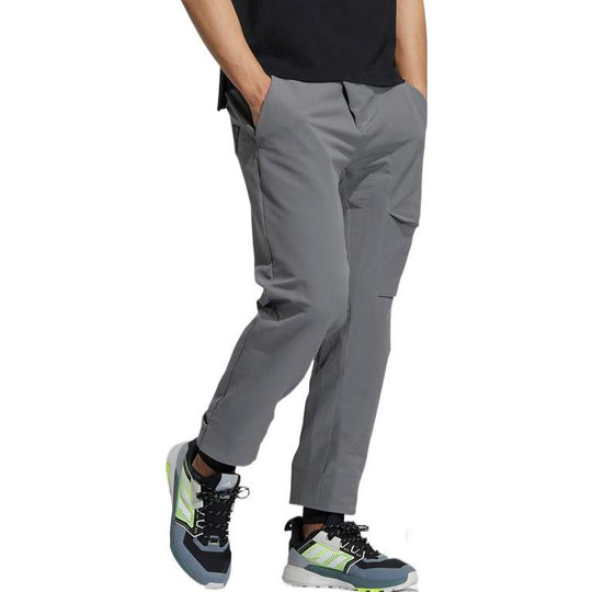 Men's adidas Solid Color Logo Printing Elastic Waistband Sports Pants/Trousers/Joggers Gray H13844