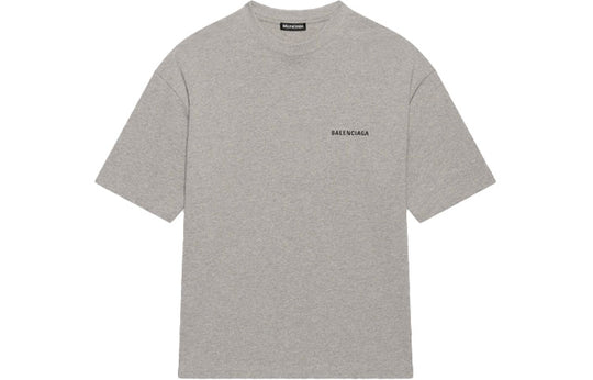 Men's Balenciaga FW21 Logo Printing Retro Short Sleeve Gray 612966TIVG51167