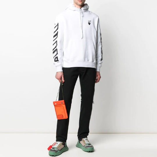 Men's OFF-WHITE SS21 Spray Marker Logo Printing Hoodie Loose Fit White OMBB034S21FLE0040110 Hoodie - KICKSCREW