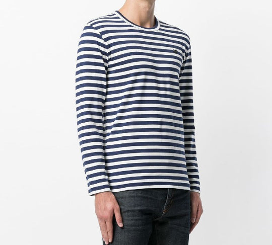 Men's CDG Play Small Black Stripe Long Sleeves Blue White AZ-T210-051 ...