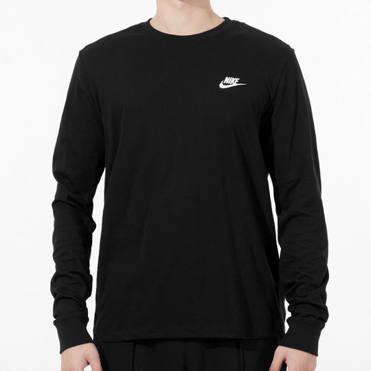 Men's Nike Embroidered Logo Loose Sports Running Long Sleeves Black T ...