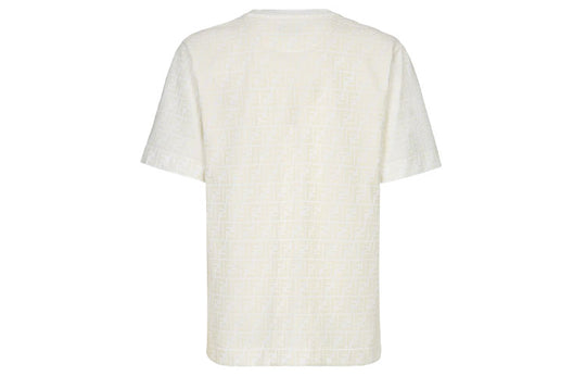 Men's FENDI SS21 Solid Color Alphabet logo Printing Short Sleeve White  T-Shirt FY0936A7D5F0GF7