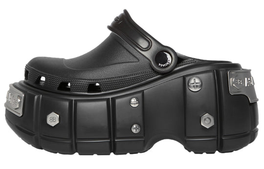 (WMNS) Balenciaga Hardcrocs Slide x Crocs 'Nero Silver' 687398W1S8N1081