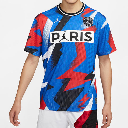 Air Jordan Paris Saint-Germain Mesh Short Sleeve Tops Blue BV2027-455 ...