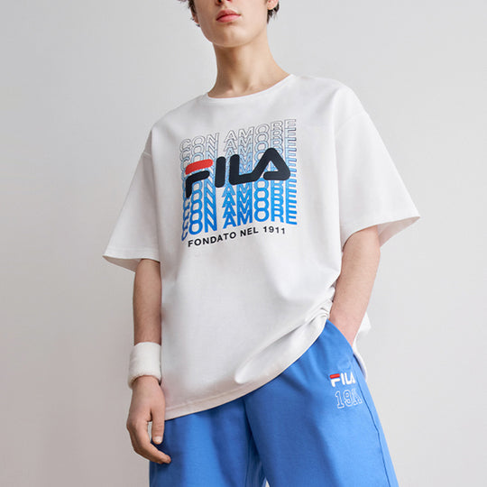 FILA Logo Printing Ventilate Knit T-Shirt Men's White F51M028116F-WT T-shirts - KICKSCREW