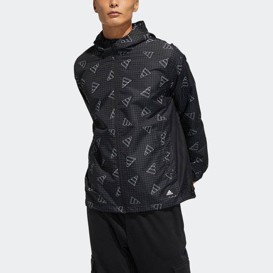 adidas Monogram-pattern Print Hooded Coat in Purple for Men